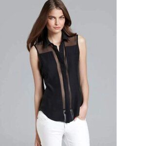 Parker Carson 100% Silk Black Sleeveless